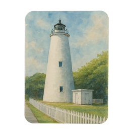 Ocracoke Lighthouse Aquarel Magneet