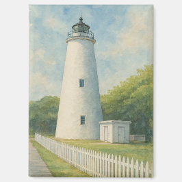 Ocracoke Lighthouse Aquarel Magneet