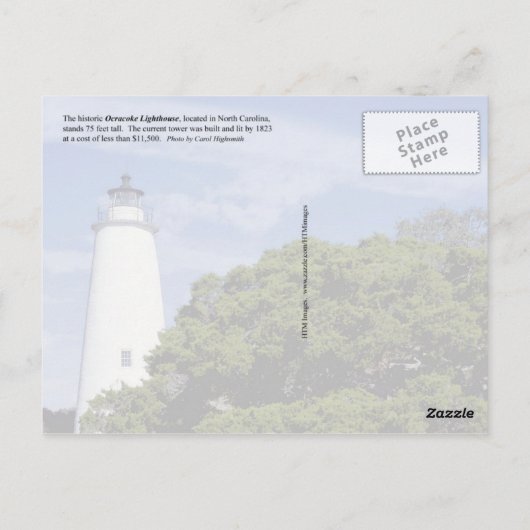 Ocracoke Lighthouse, North Carolina Briefkaart (Achterkant)
