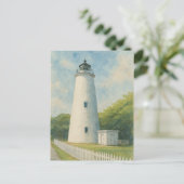 Ocracoke Lighthouse Watercolor Briefkaart (Staand voorkant)