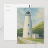 Ocracoke Lighthouse Watercolor Briefkaart (Voorkant / Achterkant)