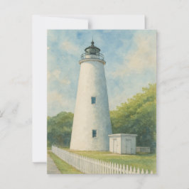 Ocracoke Lighthouse Watercolor Briefkaart