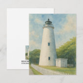 Ocracoke Lighthouse Watercolor Notitiekaartje (Voorkant / Achterkant)