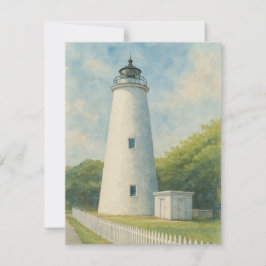 Ocracoke Lighthouse Watercolor Notitiekaartje