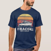 Ocracoke NC  Boating 70 s Retro Boat T-shirt (Voorkant)