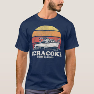 Ocracoke NC  Boating 70 s Retro Boat T-shirt