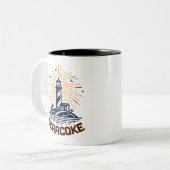 Ocracoke North Carolina Lighthouse Sunrise Tweekleurige Koffiemok (Voorkant links)