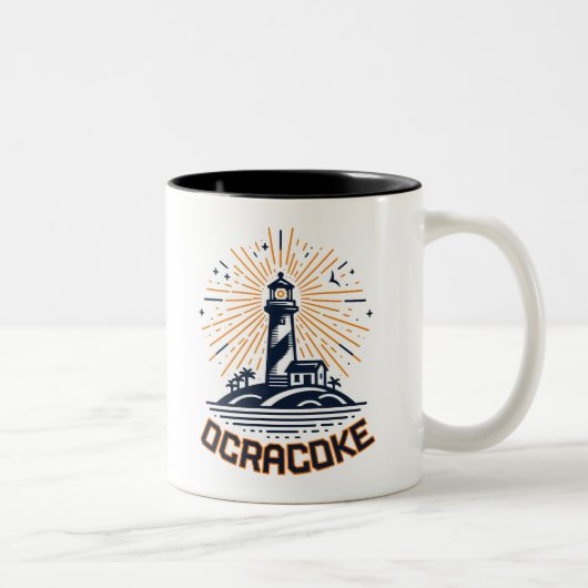 Ocracoke North Carolina Lighthouse Sunrise Tweekleurige Koffiemok (Rechts)