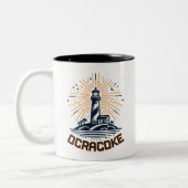 Ocracoke North Carolina Lighthouse Sunrise Tweekleurige Koffiemok (Links)