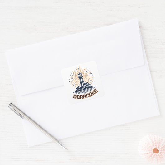 Ocracoke North Carolina Lighthouse Sunrise Vierkante Sticker (Envelop)