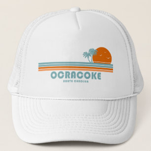 Ocracoke North Carolina Sun Palm Trees Trucker Pet