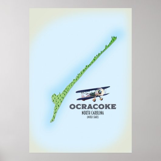 Ocracoke North Carolina Verenigde Staten-kaart Poster (Voorkant)