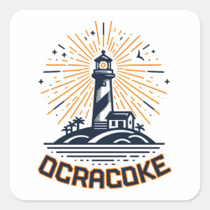 Ocracoke North Carolina Vuurtoren Zonsopgang Vierkante Sticker