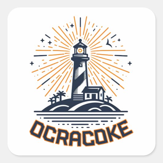 Ocracoke North Carolina Vuurtoren Zonsopgang Vierkante Sticker (Voorkant)
