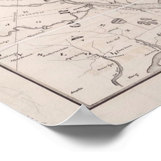 Ocracoke Virginia 1867 Antiek Kaart Poster (Hoek)