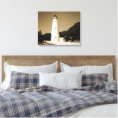 Ocracoke vuurtoren canvas afdruk (Insitu (Slaapkamer))