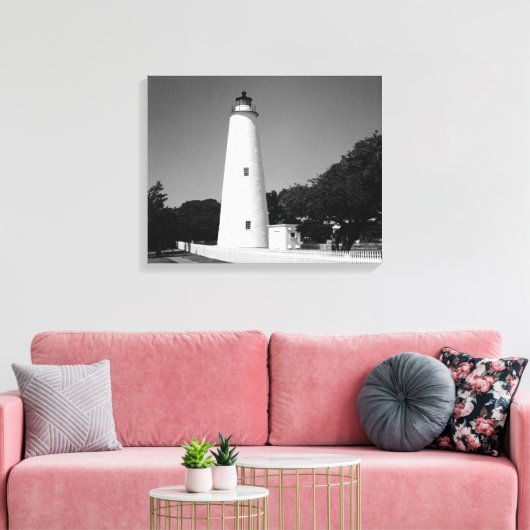 Ocracoke vuurtoren canvas afdruk (Insitu (Woonkamer))