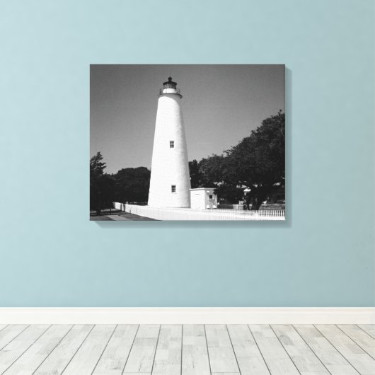 Ocracoke vuurtoren canvas afdruk (Insitu (Houten vloer))