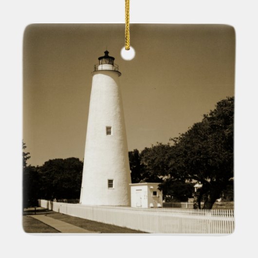 Ocracoke vuurtoren keramisch ornament (Achterkant)