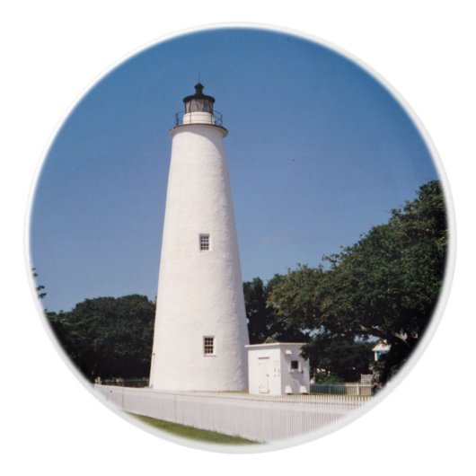 Ocracoke vuurtoren keramische knop (Voorkant)