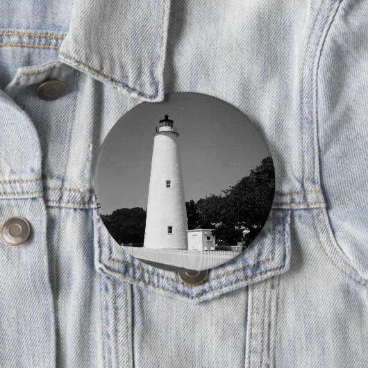Ocracoke vuurtoren ronde button 4,0 cm (In situ)