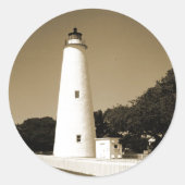 Ocracoke vuurtoren ronde sticker (Voorkant)