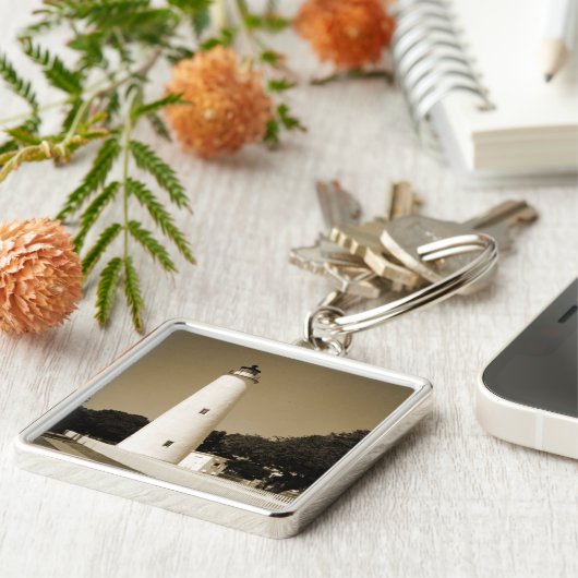 Ocracoke vuurtoren sleutelhanger (Zijkant)