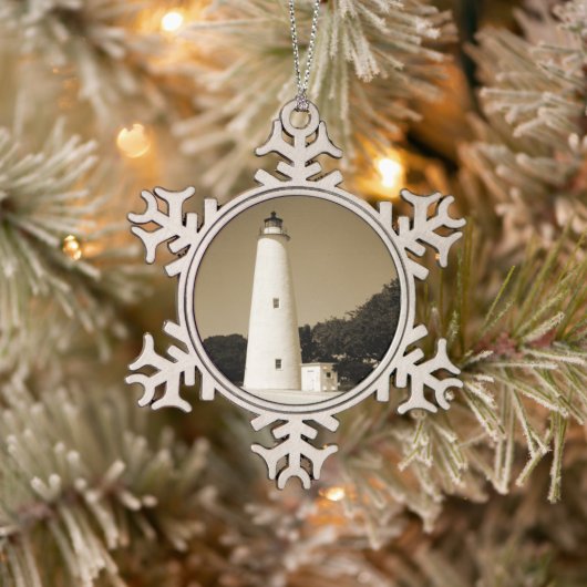 Ocracoke vuurtoren tin sneeuwvlok ornament (Boom)