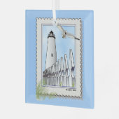 Ocracoke vuurtoren vierkant ornament (Voorkant links)