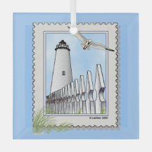 Ocracoke vuurtoren vierkant ornament