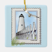 Ocracoke vuurtoren vierkant ornament