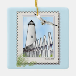 Ocracoke vuurtoren vierkant ornament