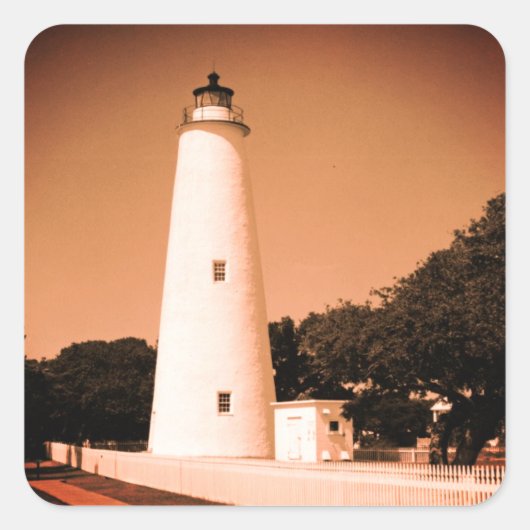 Ocracoke vuurtoren vierkante sticker (Voorkant)