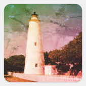 Ocracoke vuurtoren vierkante sticker (Voorkant)