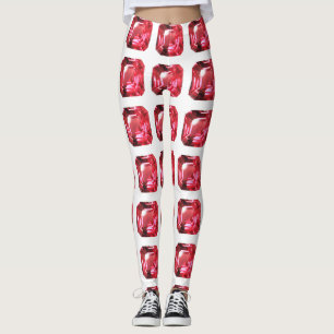 Octagon shaped Ruby Gemstone July Birthstone Red Leggings