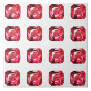 Octagon shaped Ruby Gemstone July Birthstone Red Tegeltje