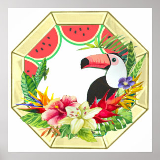 Octagon Toucan Wall Art van het gasthuis Poster