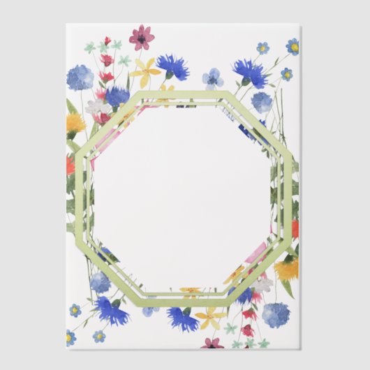 Octagon Wildflower Hoesje Sheet Vellum Uitnodigingen (Voorkant)