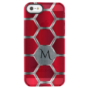 Octagonal Geometric Pattern GR5, rood en zilver Doorzichtig iPhone SE/5/5s Hoesje