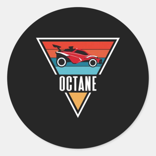 Octane Rocket Voetbal Retro Zonsondergang Vervuild Ronde Sticker (Voorkant)