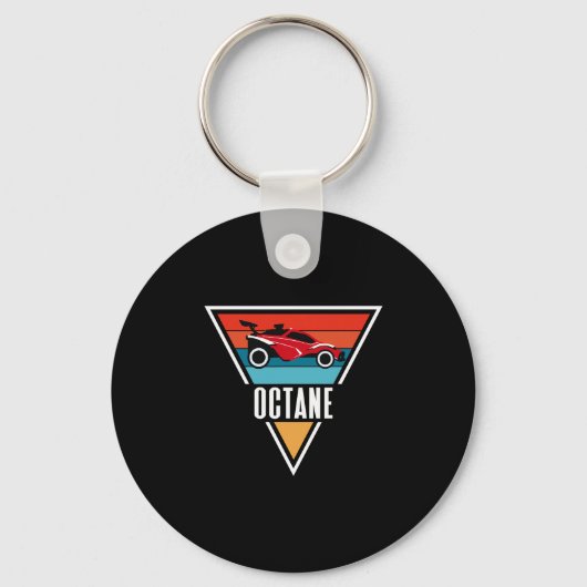 Octane Rocket Voetbal Retro Zonsondergang Vervuild Sleutelhanger (Voorkant)