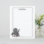 Octavia Octopus Lined Paper Sheets (Staand voorkant)