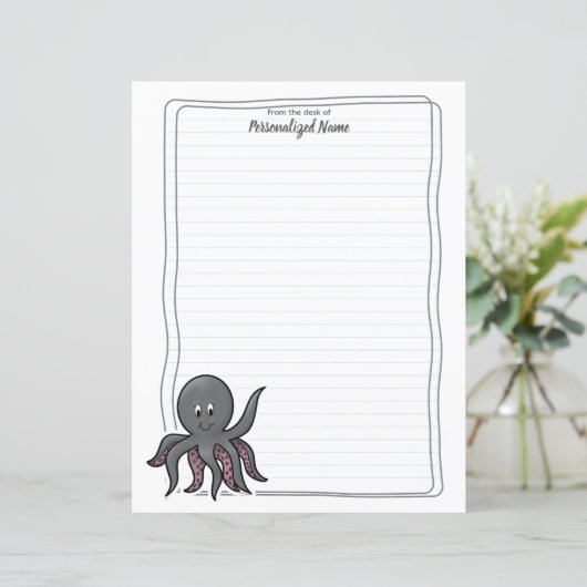 Octavia Octopus Lined Paper Sheets (Staand voorkant)