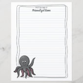 Octavia Octopus Lined Paper Sheets (Voorkant)