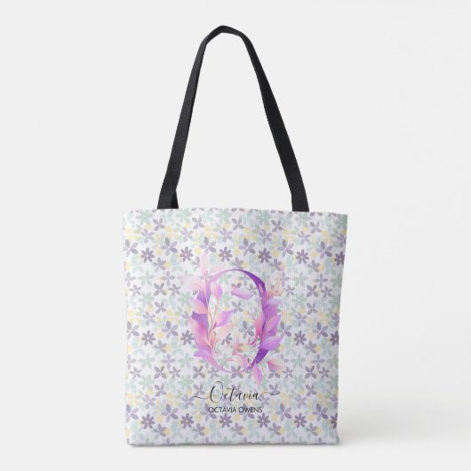 Octavia's Elegante Bloemige Monogram Bloom Design  Tote Bag (Achterkant)