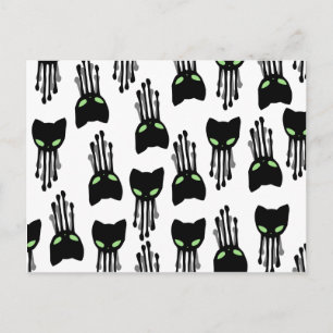 Octo-cat-octopus-katzwart-tieners-patroon Briefkaart