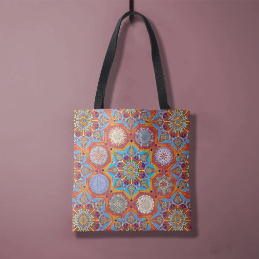 Octo helderder arabesk Moorse rode stijl Tote Bag