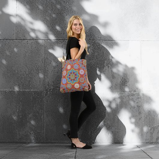 Octo helderder arabesk Moorse rode stijl Tote Bag