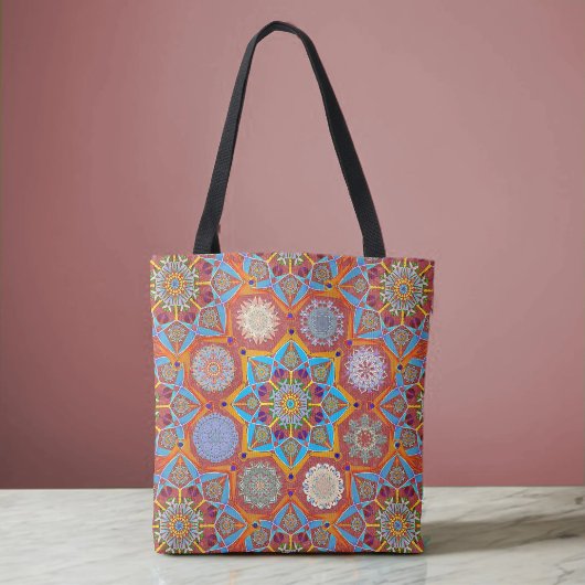 Octo helderder arabesk Moorse rode stijl Tote Bag