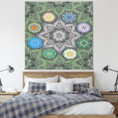 Octo helderder arabesk Moorse steen groen Canvas Afdruk (Insitu (Slaapkamer))